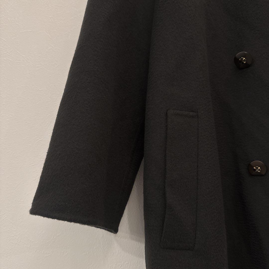 champdemarsスタンドカラーコート　黒　日本製　カシミヤ100% 38