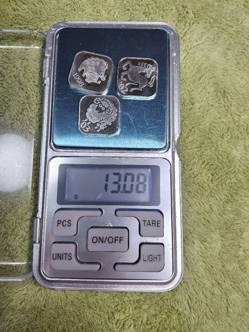 hab029 純銀年銘板 銀メダル 3枚セット 猪 馬 羊13.08gr 非硬貨