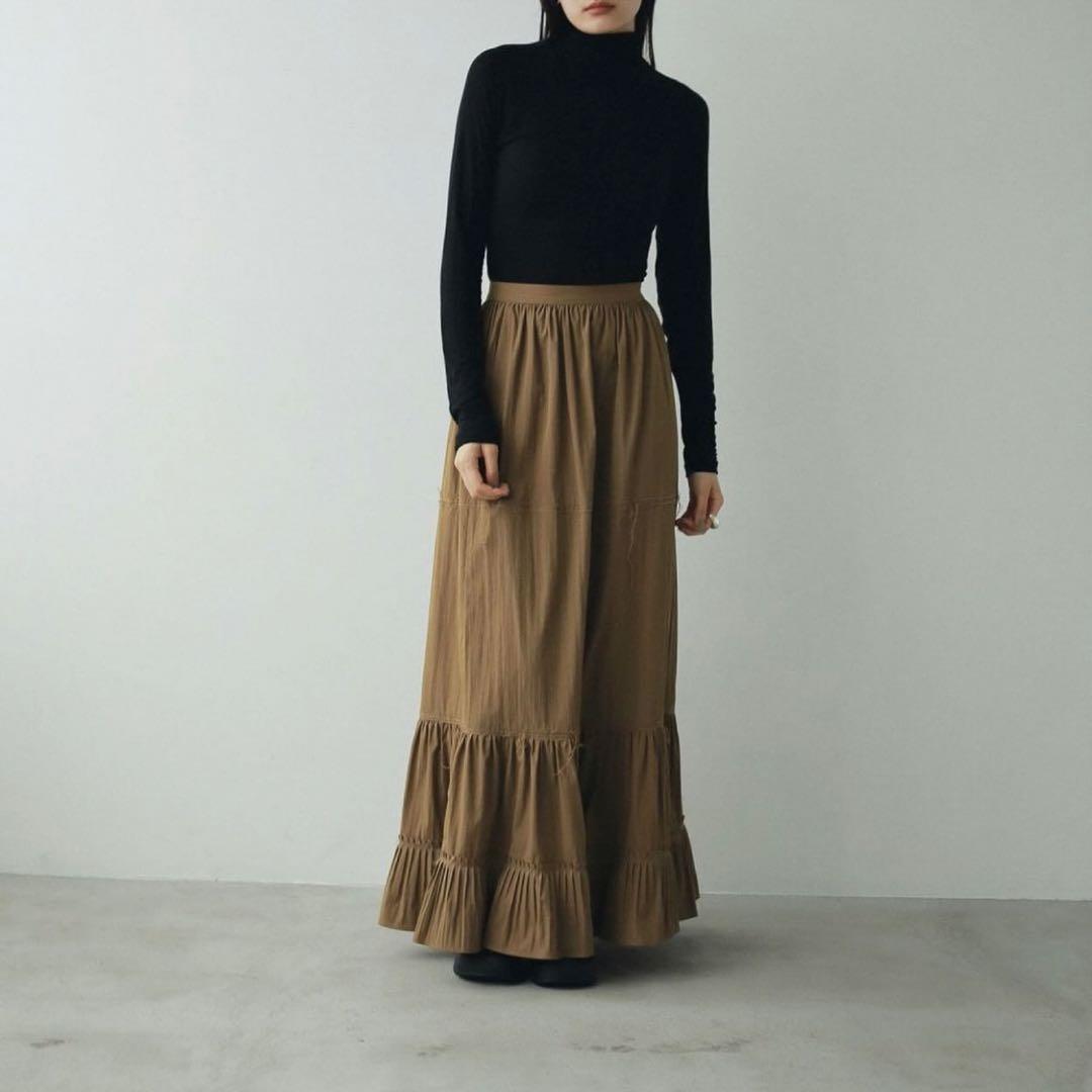 anuke アンヌーク Tiered Tuck Skirt 38 ブラック