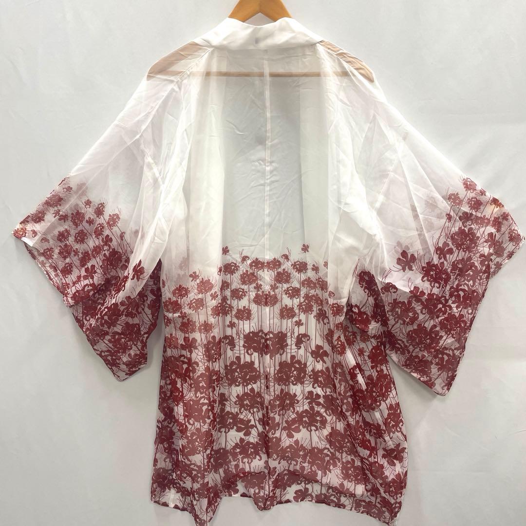 フォロー割■ axes femme kawaii 彼岸花柄シアー 着物風羽織 白