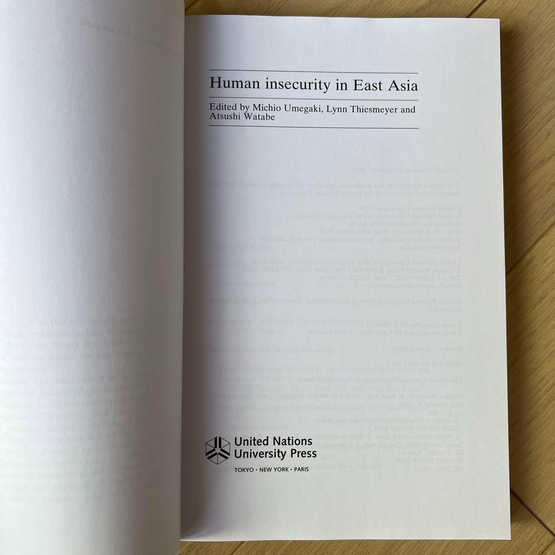 洋書 Human Insecurity in East Asia