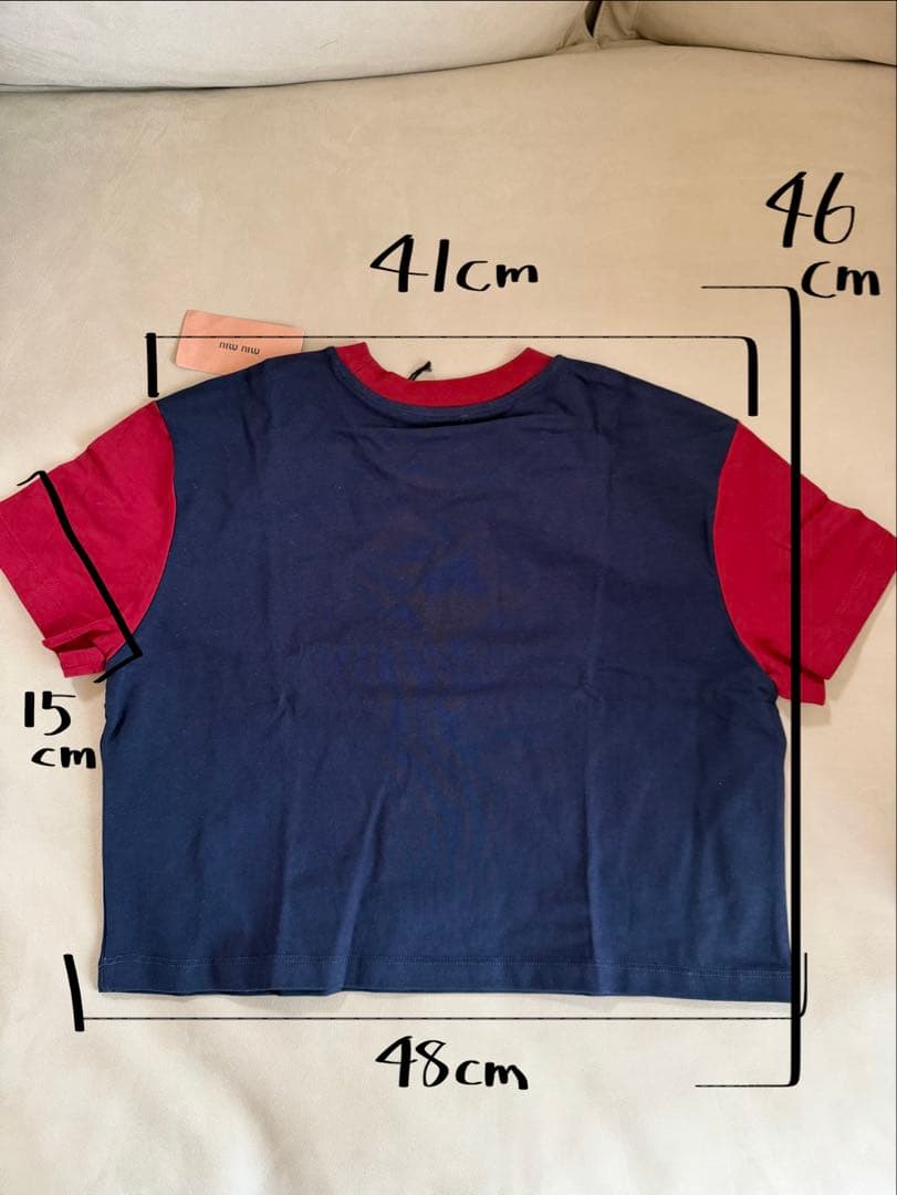 MIU MIU クロップドTシャツ ネイビー/レッド