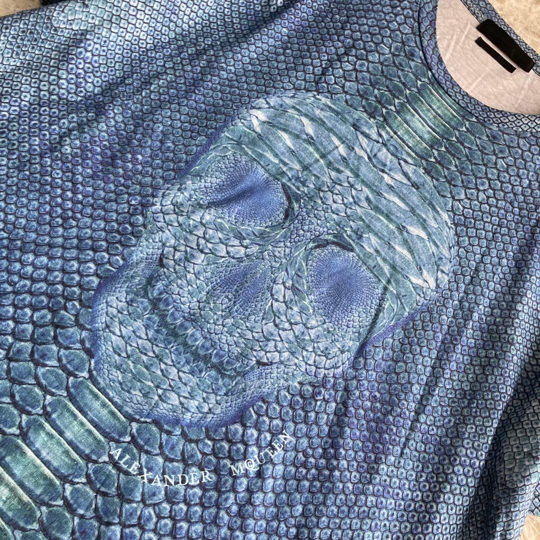 AlexanderMcQueen スカルTシャツ ブルー S ドクロ