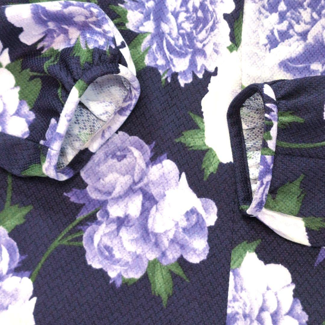 ✨️美品✨ エムズグレイシー 花柄 総柄 ひざ丈ワンピース 紫 パープル 40