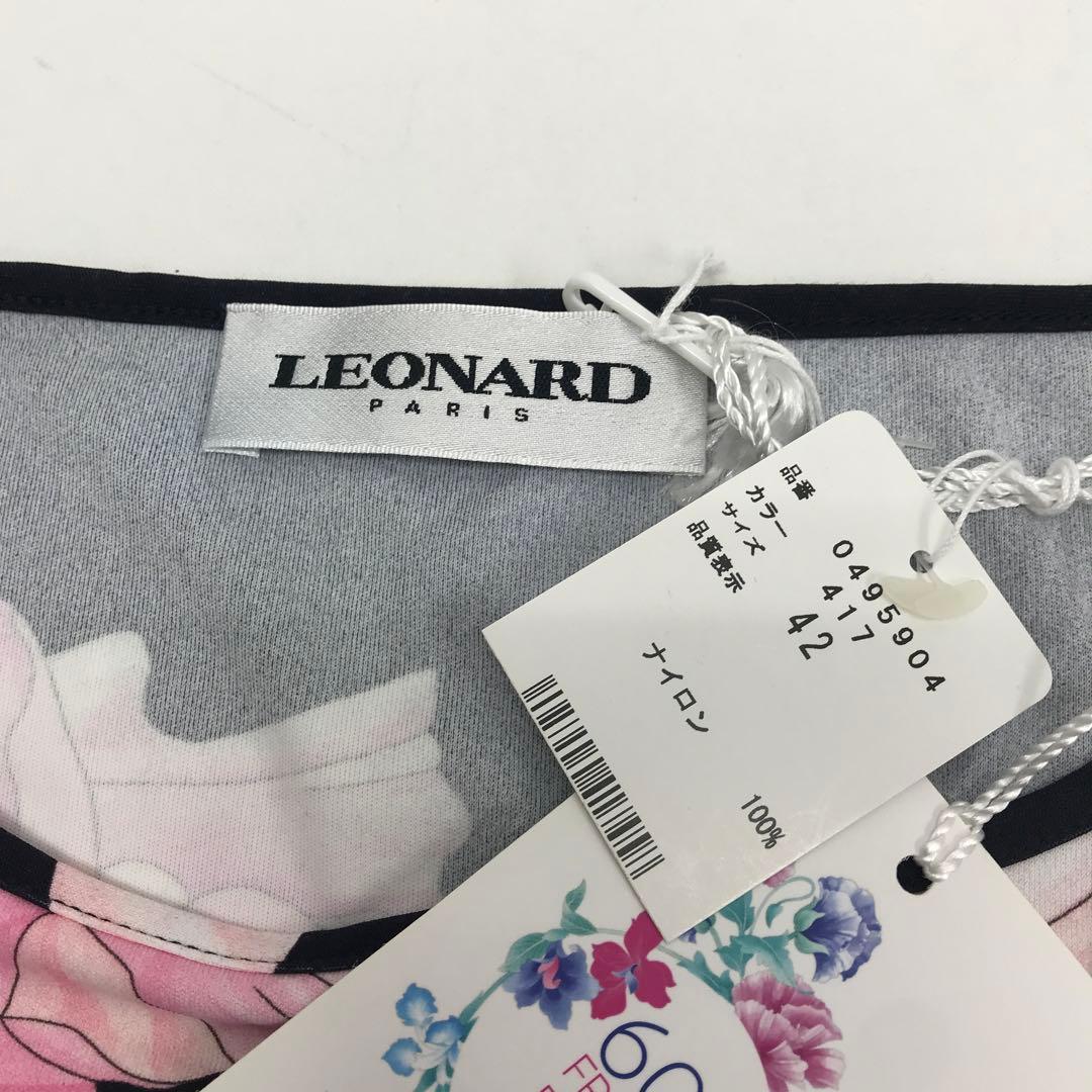 ☆未使用品☆LEONARD PARIS 半袖 カットソー 花柄 黒 サイズ42