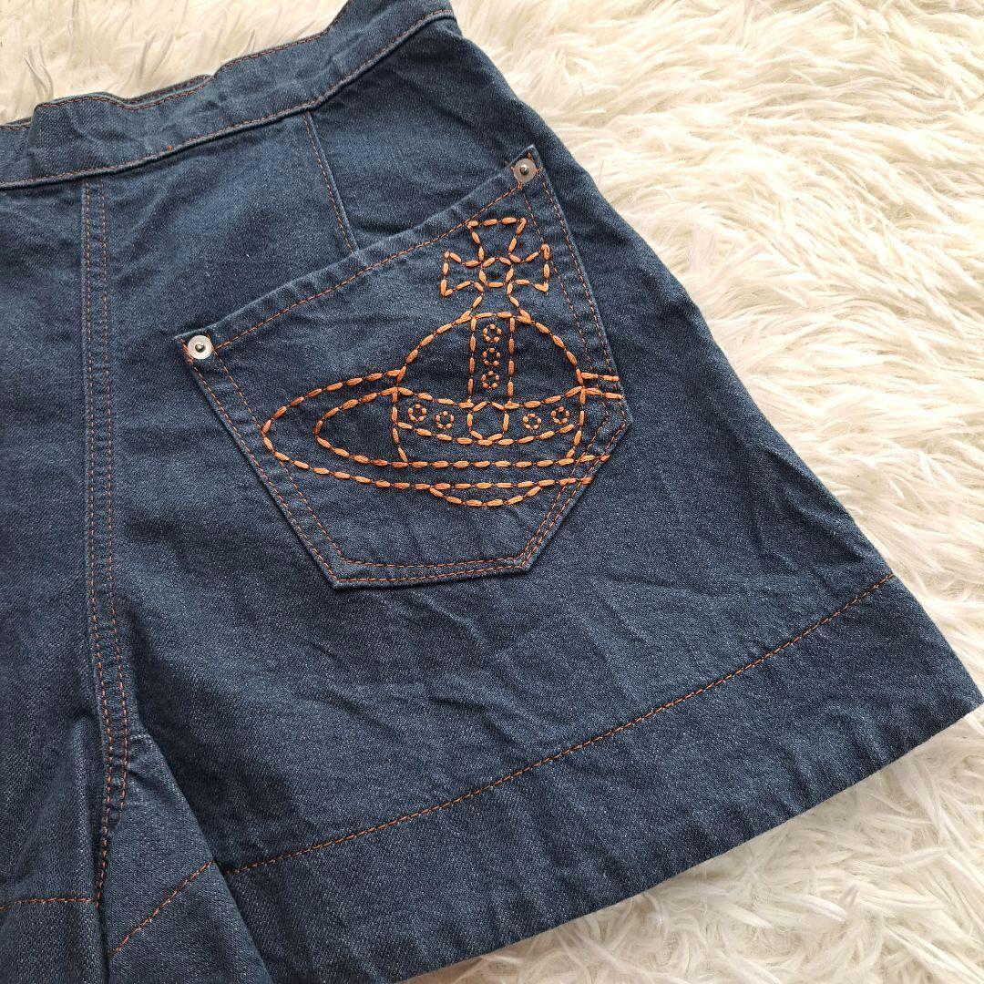 【Vivienne Westwood】オーブ刺繍　ブルーデニム　キュロットパンツ