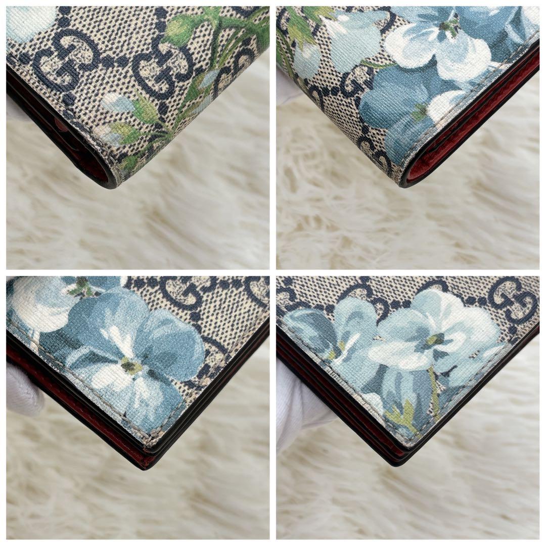 美品✨グッチ 二つ折り財布 ブルームス スプリーム ライトブルー