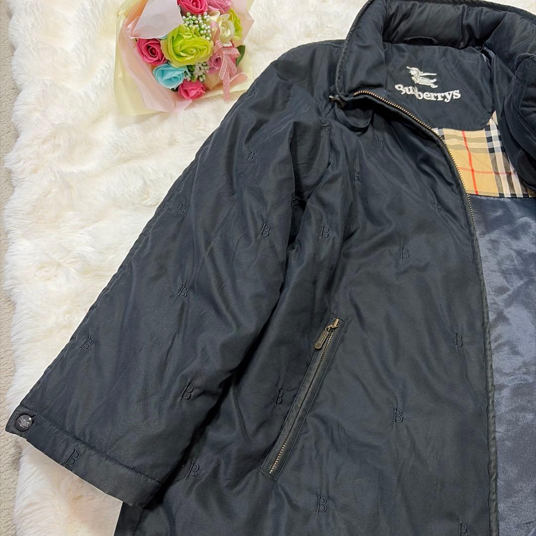 希少 BURBERRY バーバリー 中綿 モッズコート Bロゴ ノバチェック