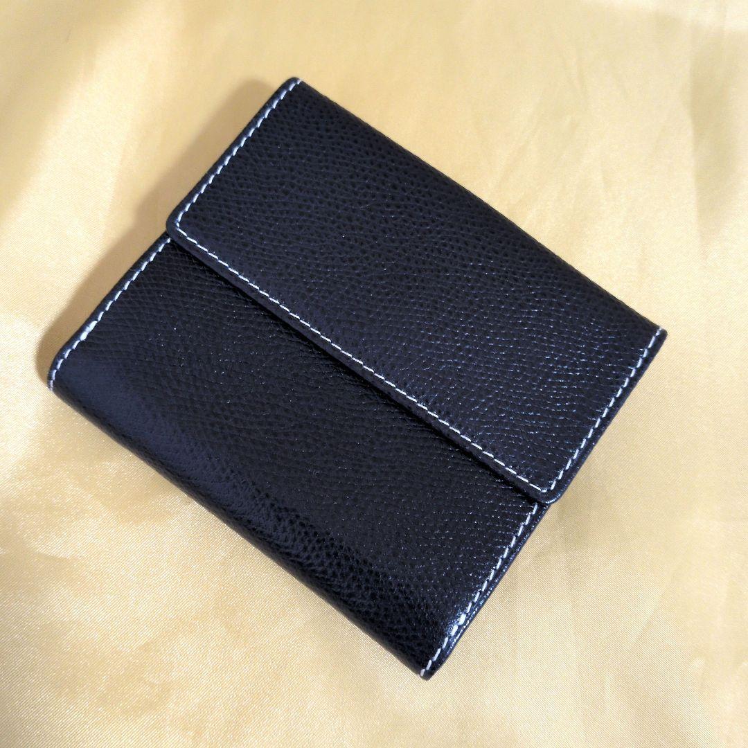 【良品】LOEWE／ロエベ 二つ折り財布 ダブルホック／小銭入れ／ネイビー