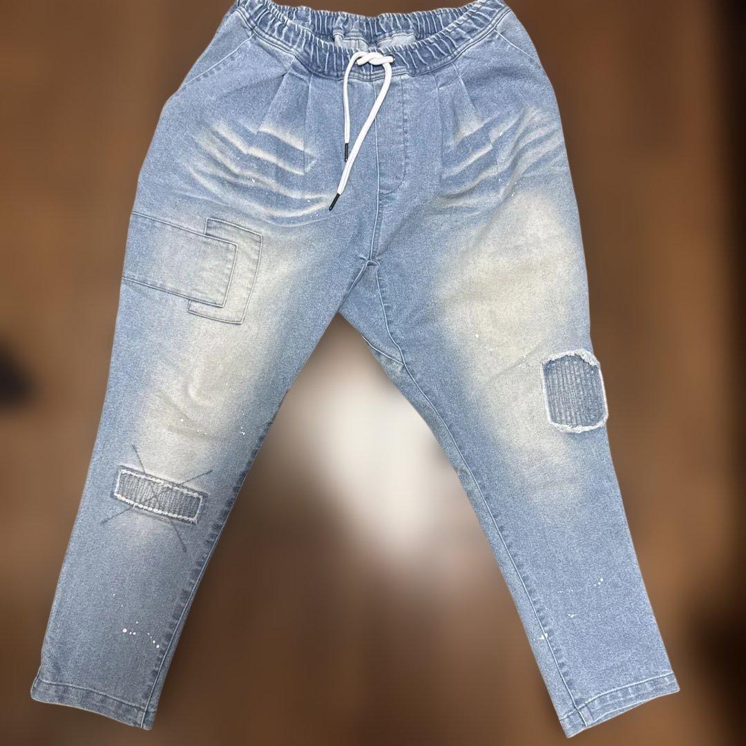 【美品】カンビオ　CAMBIO ダメージデニムテーパード パンツ　M
