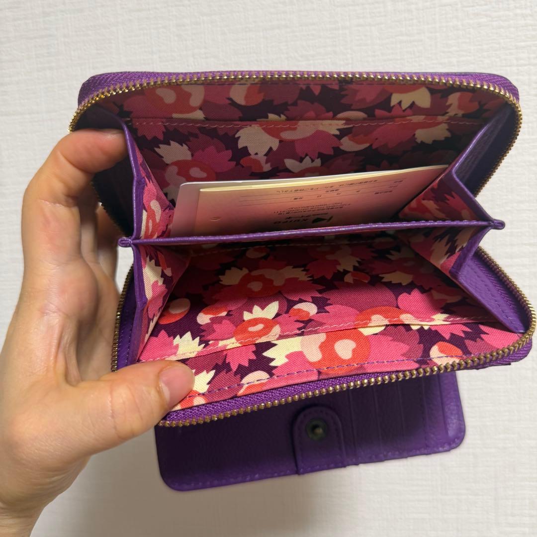 新品未使用 アナスイ 二つ折り財布 パープル 花柄内装