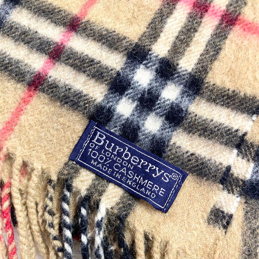 Burberry カシミヤ100% ノバチェック マフラー　フリンジ　ベージュ