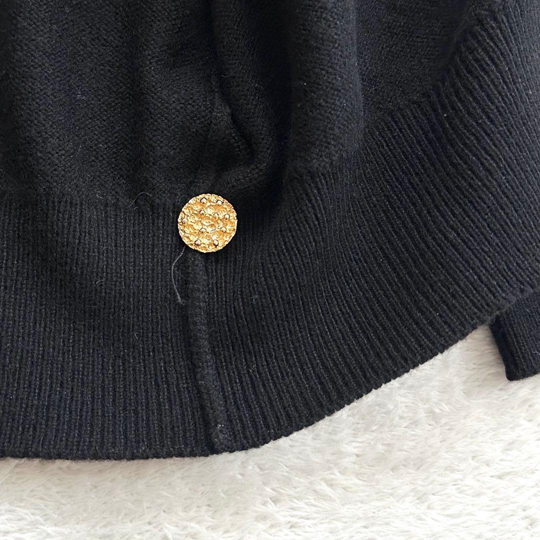 美品 バランタイン カシミヤ100 金ボタン カーディガン 42 ブラック