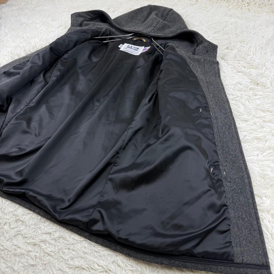 極美品 米国製 XL Schott U.S.711N ダッフルコート ウール 灰