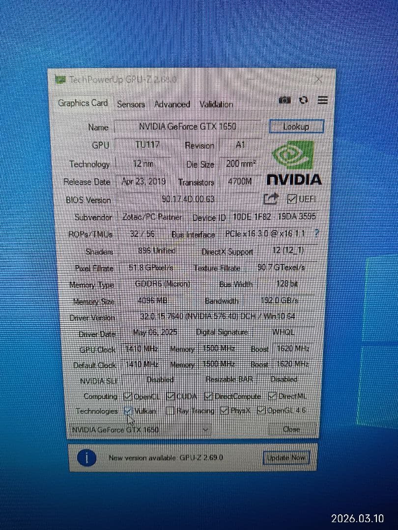 ︙ ZOTAC GEFORCE GTX 1650 OC 4GB