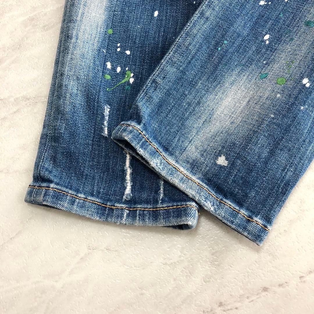 【美品】DSQUARED2 デニム スキニー ダメージ ロゴ ペイント 38