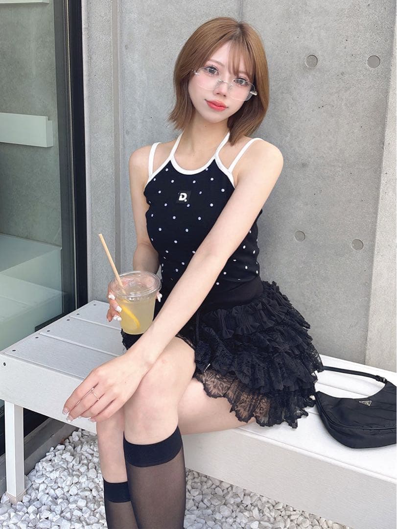 Darich パイピングドットアメスリトップス BLACK