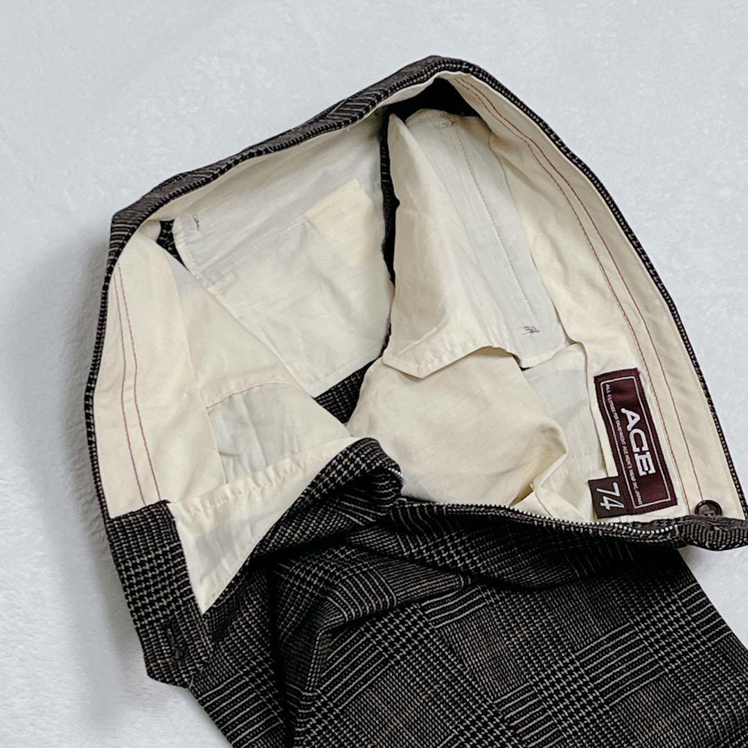 『ヴィンテージ品』3ピース セットアップスーツ ジレ グレンチェック 千鳥 M