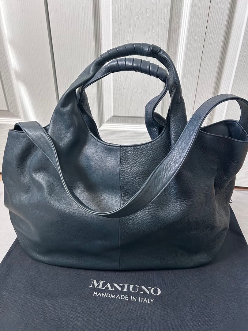 MANIUNO ネイビーレザー ボストンバッグ