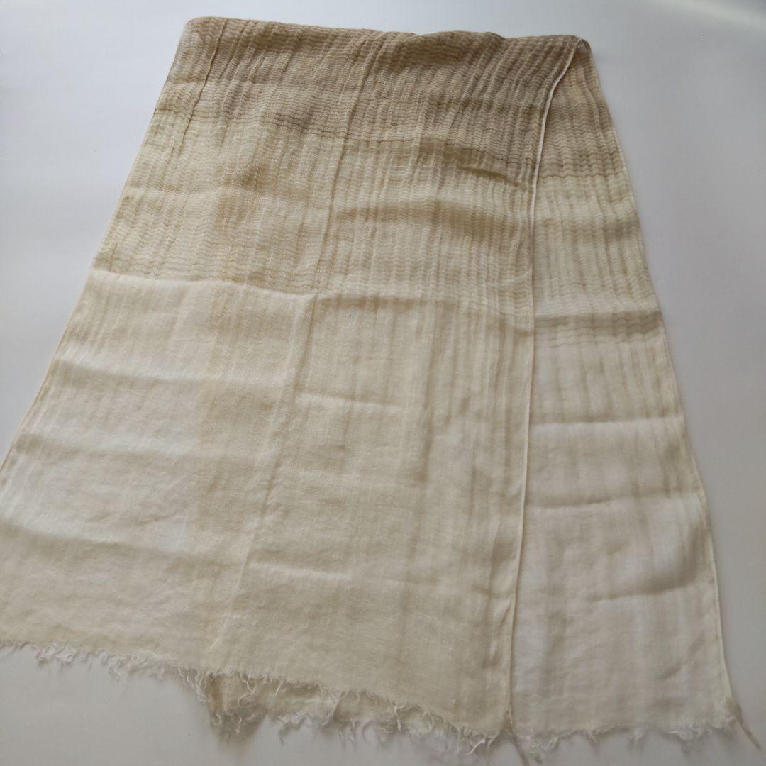 美品 ファリエロサルティ リネン100％ ロングストール スカーフ ナチュラル