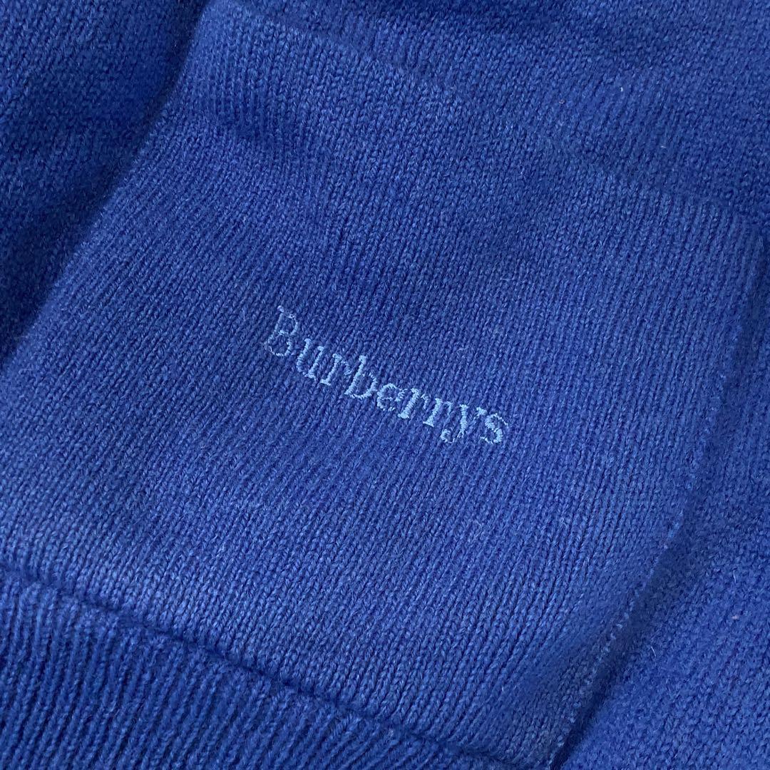 90‘s BURBERRY イギリス製 ウール ニット カーディガン ブルー系
