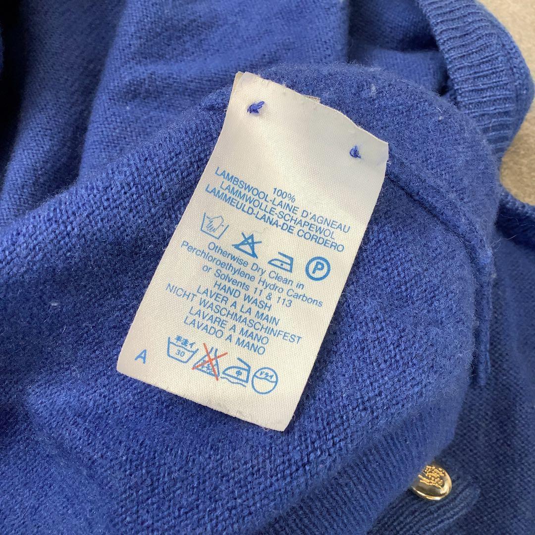 90‘s BURBERRY イギリス製 ウール ニット カーディガン ブルー系