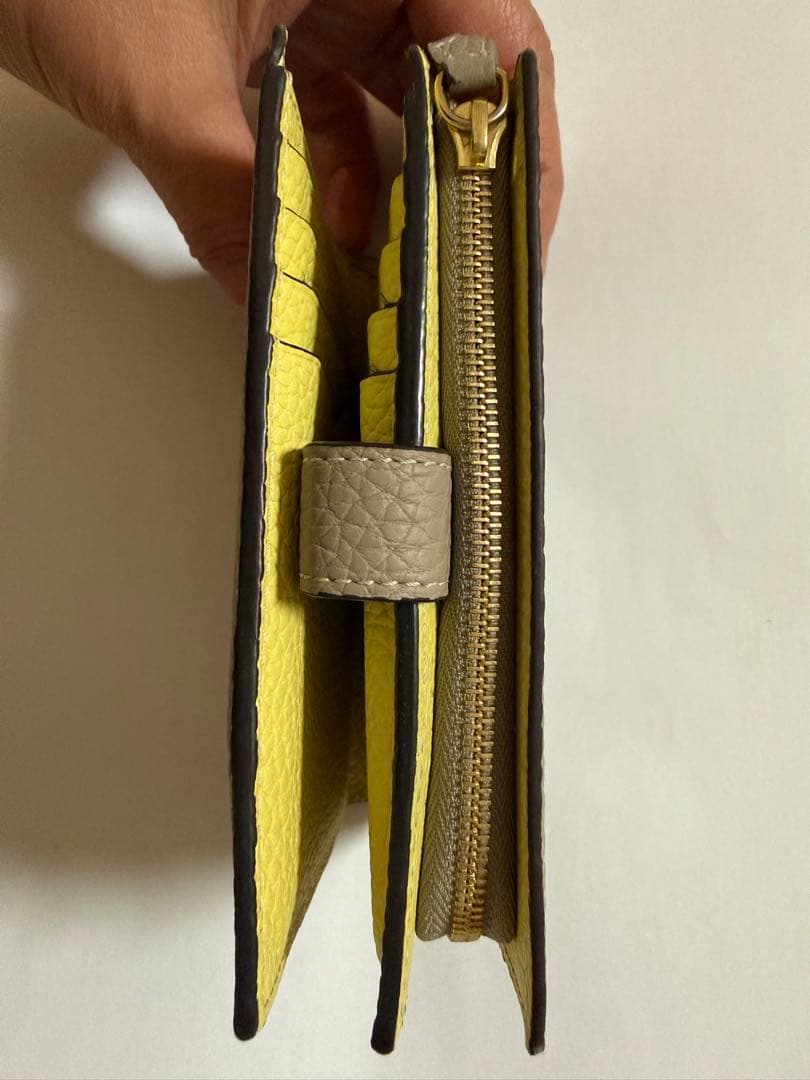 BONAVENTURA/２つ折り財布、グレージュ✖️イエロー