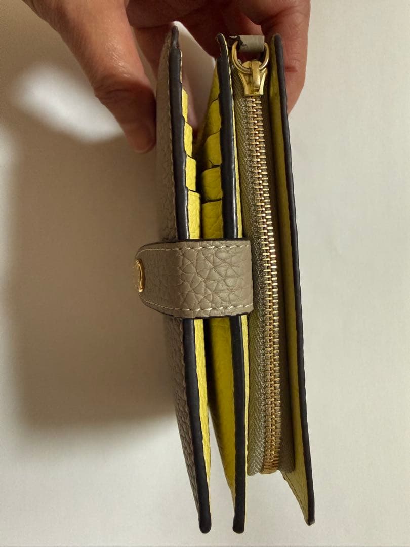 BONAVENTURA/２つ折り財布、グレージュ✖️イエロー