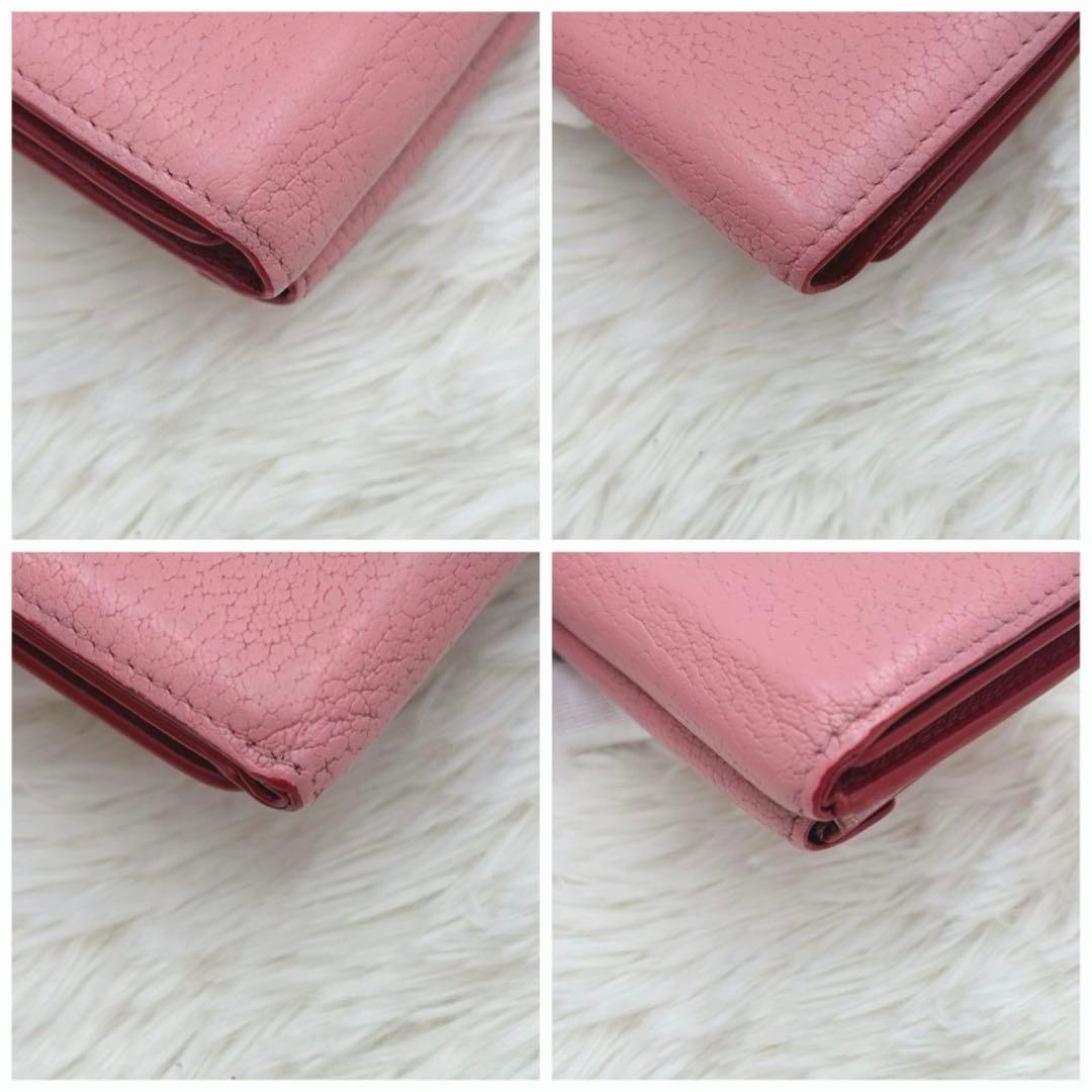 美品✨ミュウミュウ ラブレター マドラス ハート 三つ折り財布 コーラルピンク