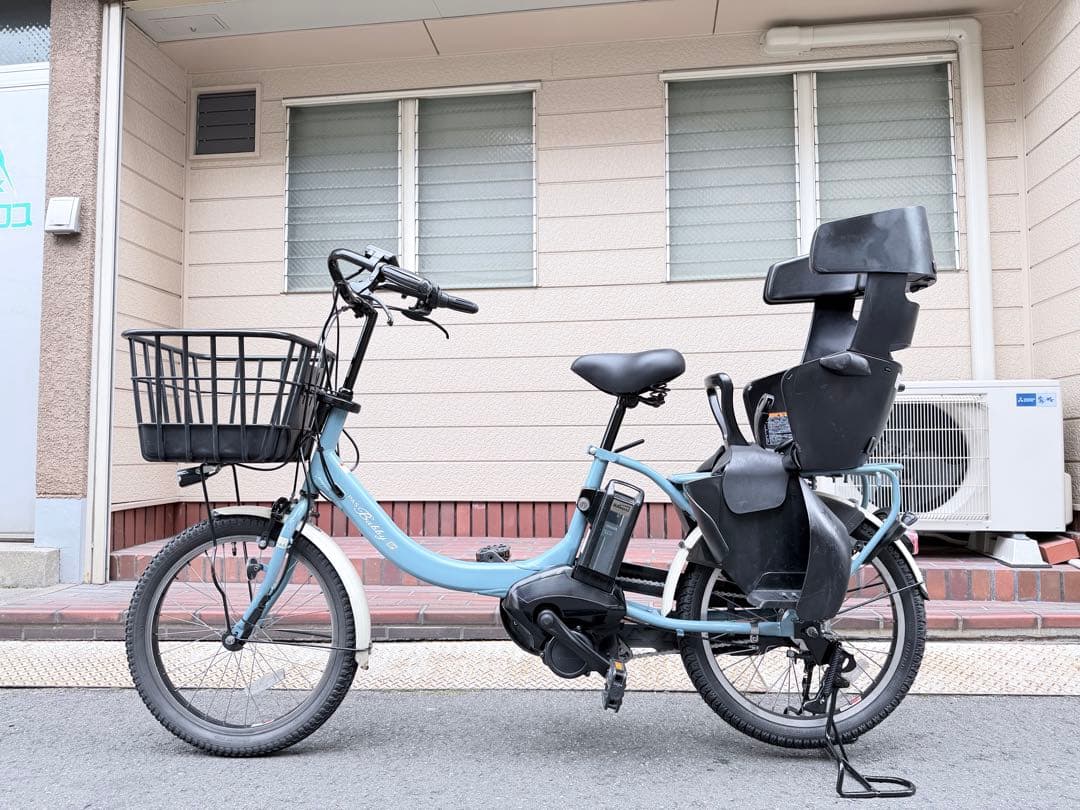 子供乗せ　ヤマハ　水色 電動アシスト自転車 チャイルドシート付き