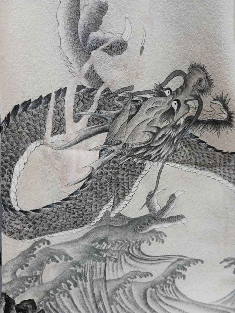 ★お値下げ★振袖 訪問着白地 龍 手描き 銀糸 新品未仕立て