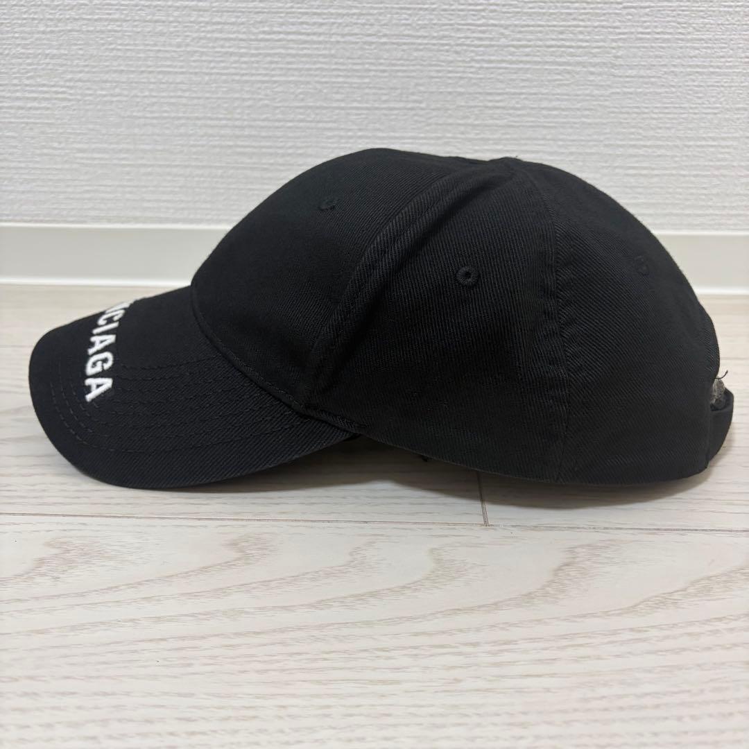 ✨美品✨BALENCIAGA　バイザーロゴ　キャップ　L58　マジックテープ　黒