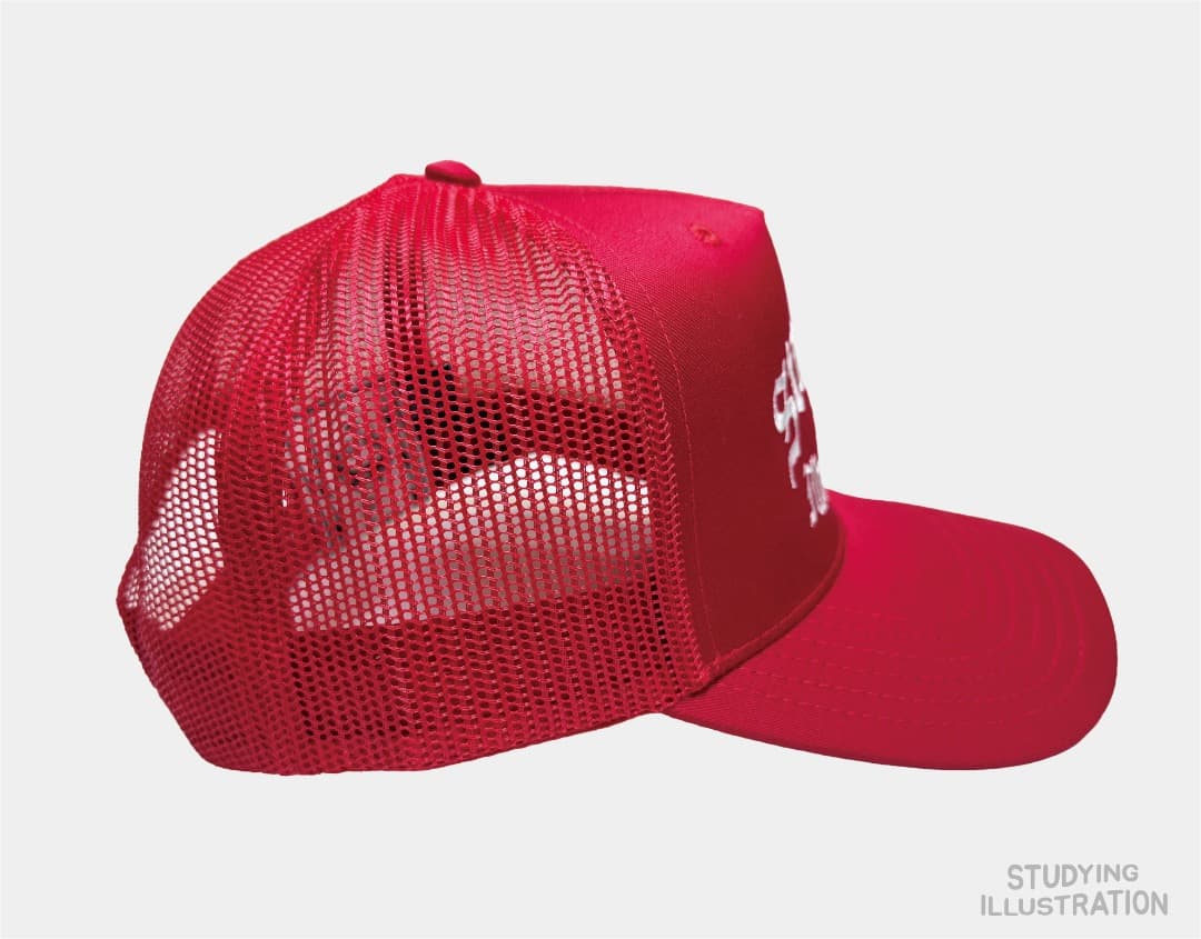 Studying illustration 5パネル メッシュキャップ RED1