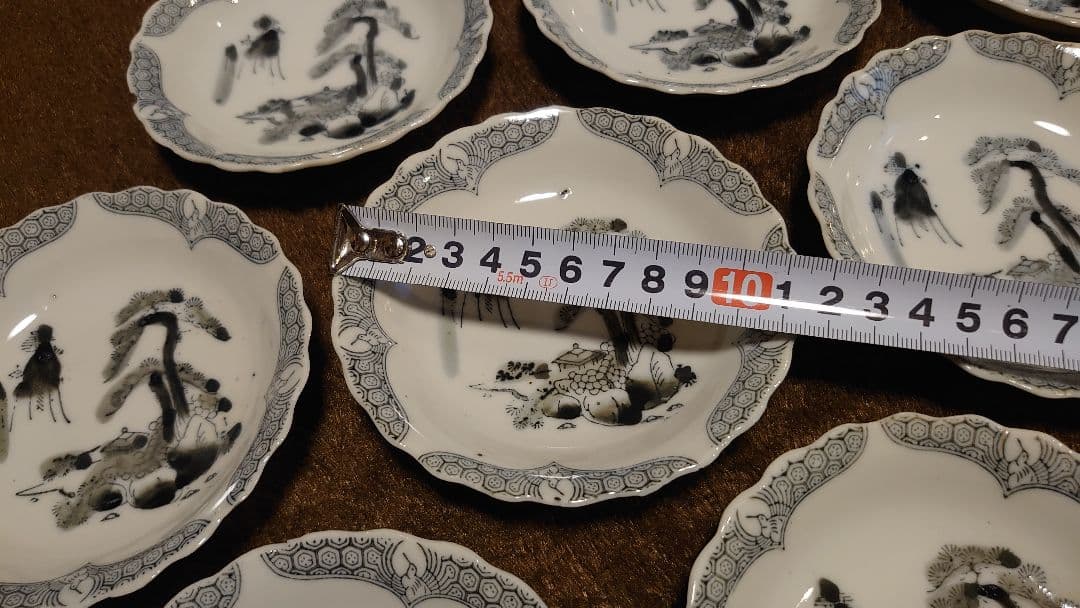 古伊万里　伊万里　染付　豆皿　輪華皿　菓子皿　蔵出し　山水　１０客