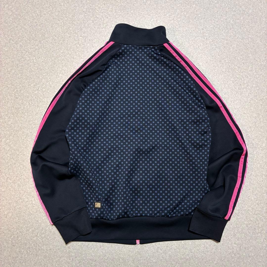 新品　adidas ドット柄　トラックジャケット ジャージ　ネイビー×ピンク　Ｌ