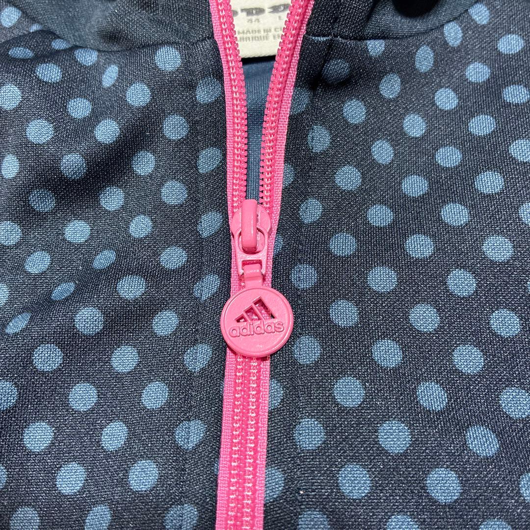 新品　adidas ドット柄　トラックジャケット ジャージ　ネイビー×ピンク　Ｌ