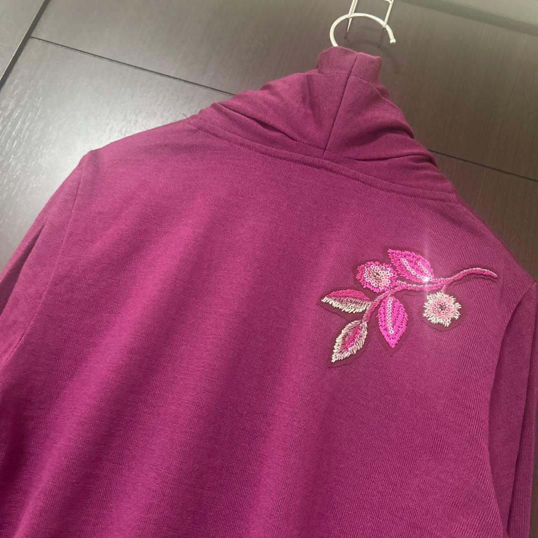ユキトリイ　カーディガン　ニット刺繍　花　YUKITORII