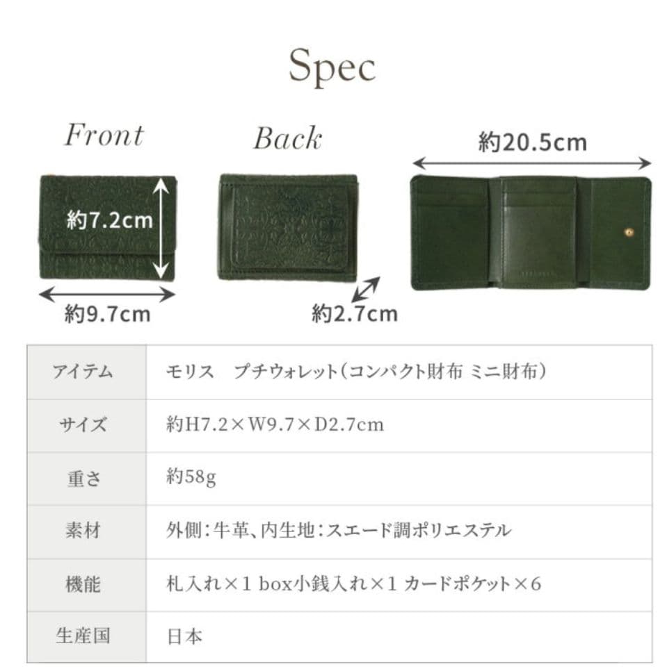 HIRAMEKI　ウィリアムモリス　折り財布　プチ財布　グリーン 未使用