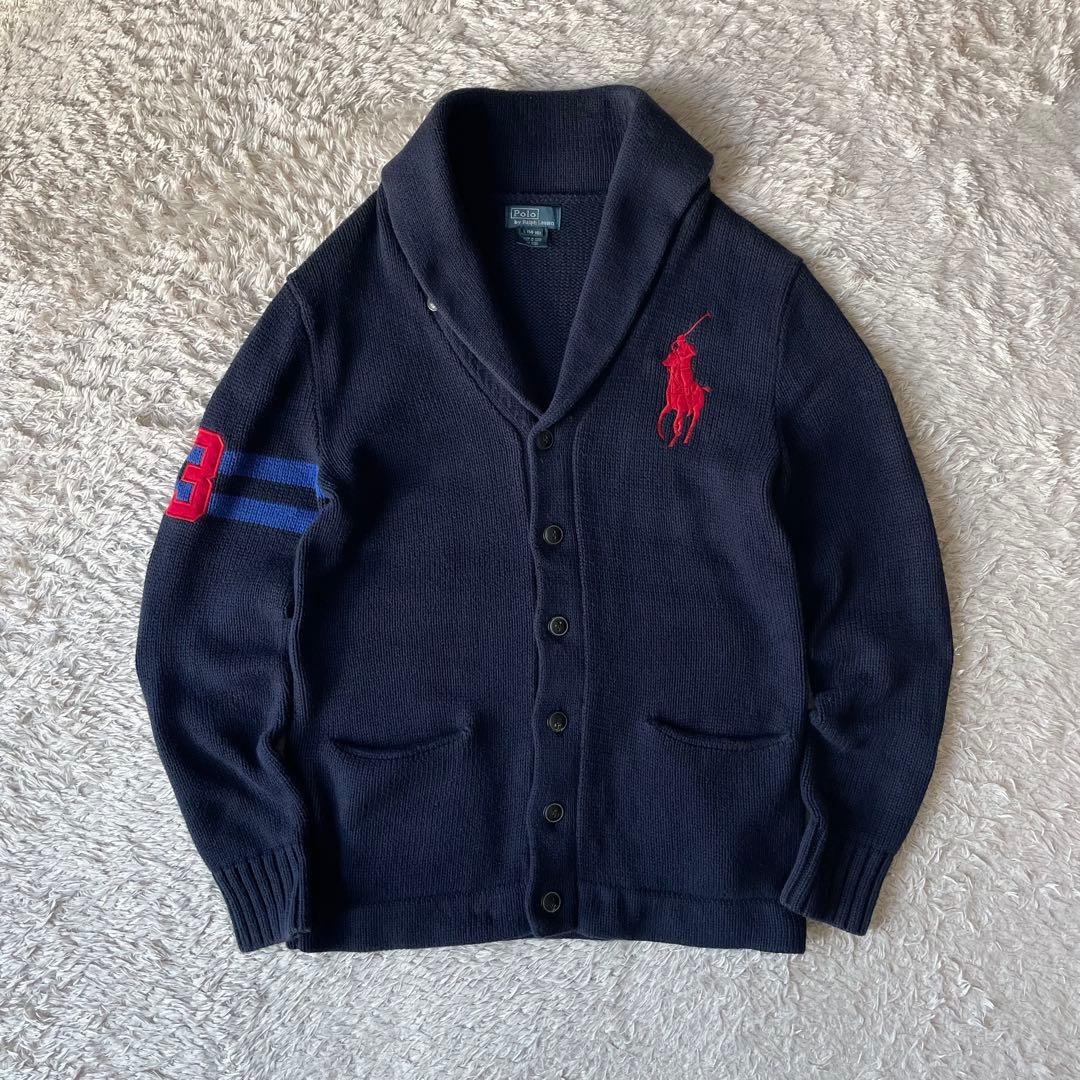 ラルフローレン 美品 コットンカーディガン L ネイビー