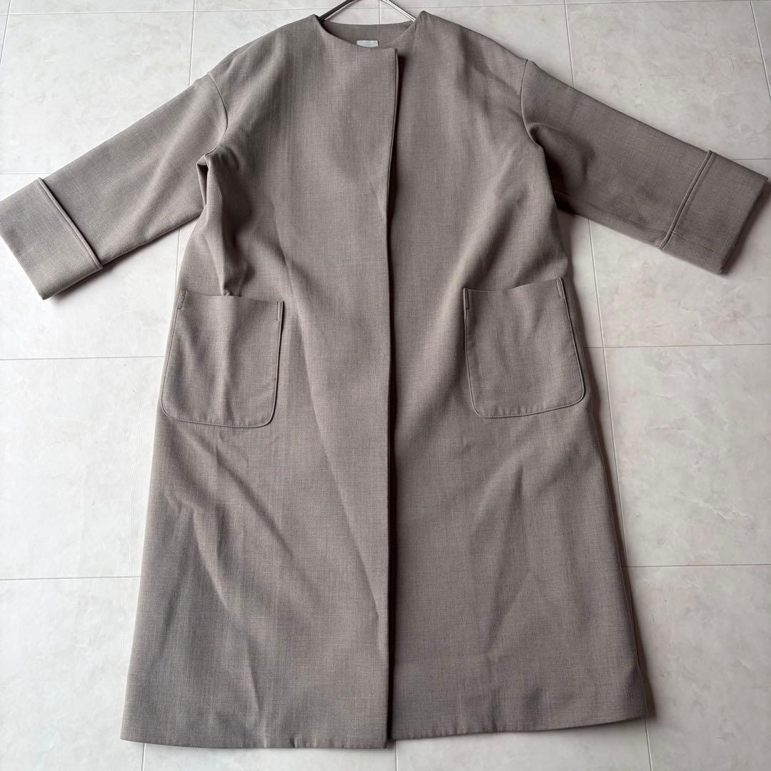Spick&Span ノーカラーコート グレージュ 36 春秋兼用　羽織