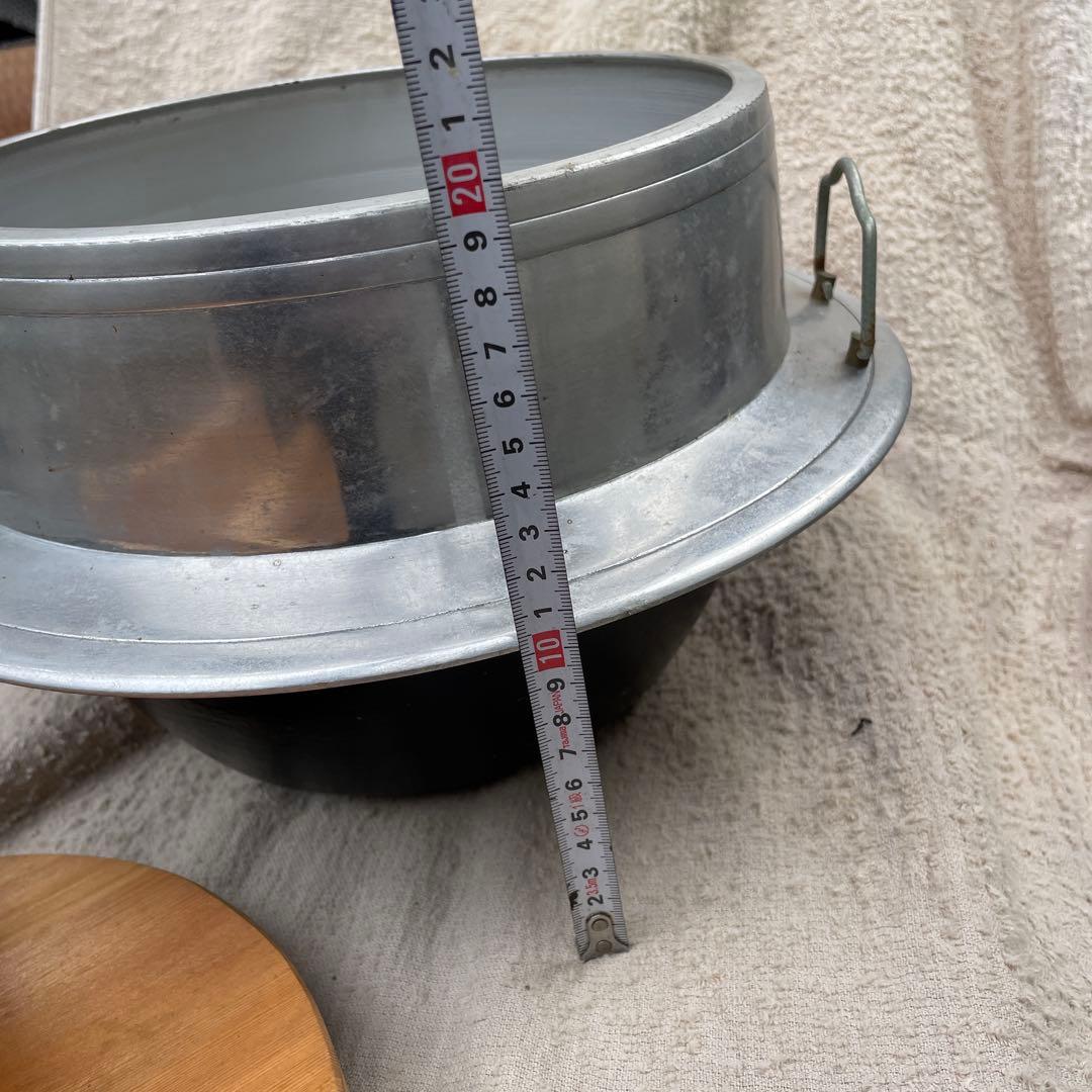羽釜 アルミ製 レトロ 釜 木蓋付 古道具 アンティーク 径約24cm