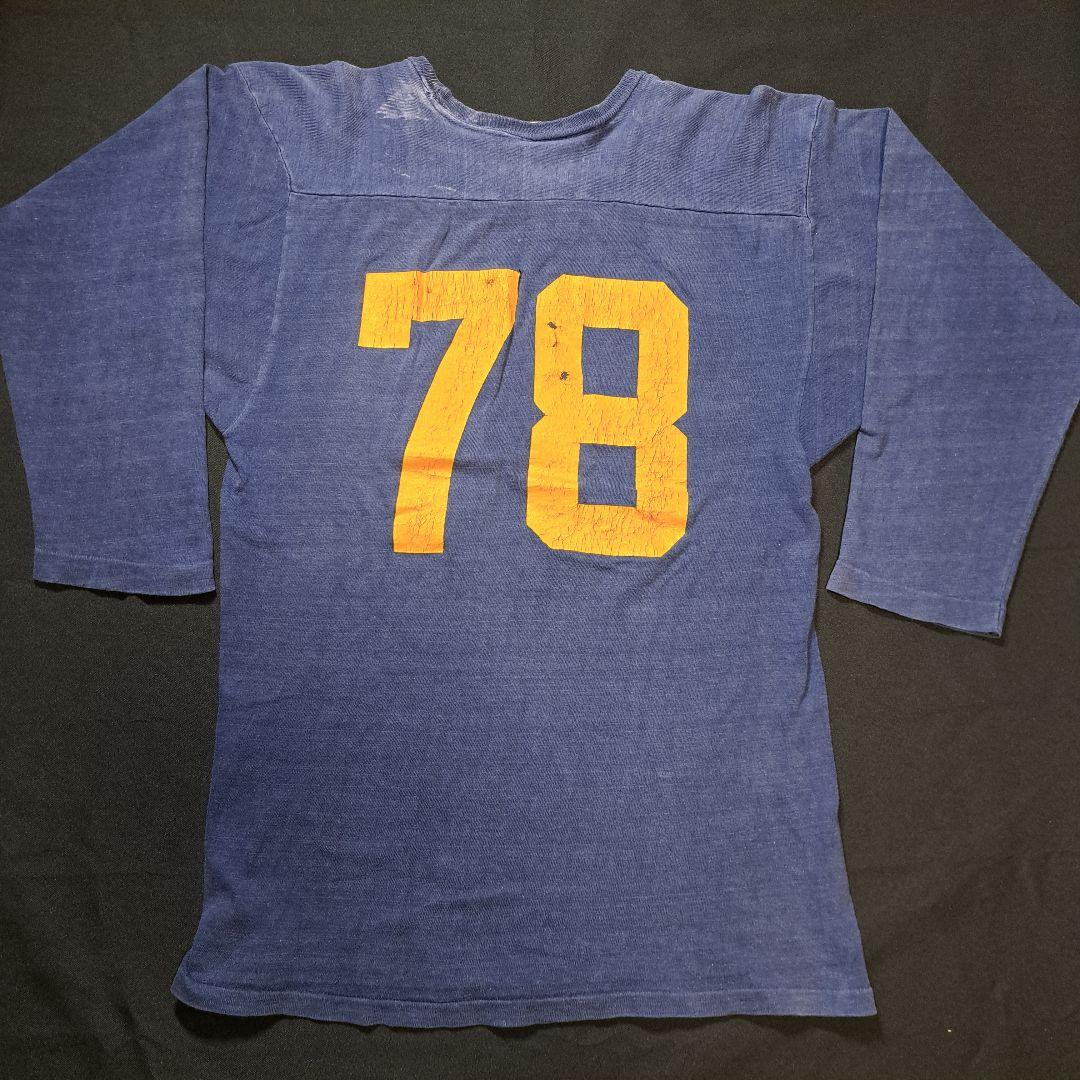 チャンピオンフットボールt シャツ　ヴィンテージ　navy　バータグ　70s