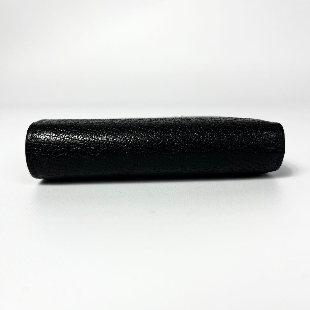 レア✨ミュウミュウ ２つ折り財布 ロゴ金具 レザー マルチカラー ブラック