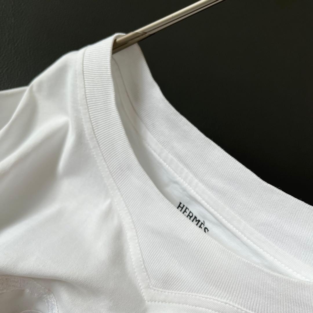 ▼エルメス HERMES エンブロイダリーレース 刺繍Tシャツ カデナ 南京錠