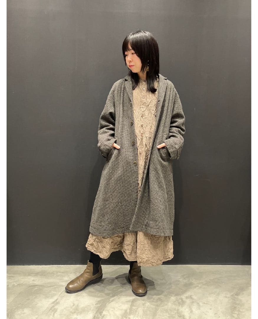 【pas de calais】ガーゼタンブラー千鳥柄コート✴︎ベージュ✴︎新品