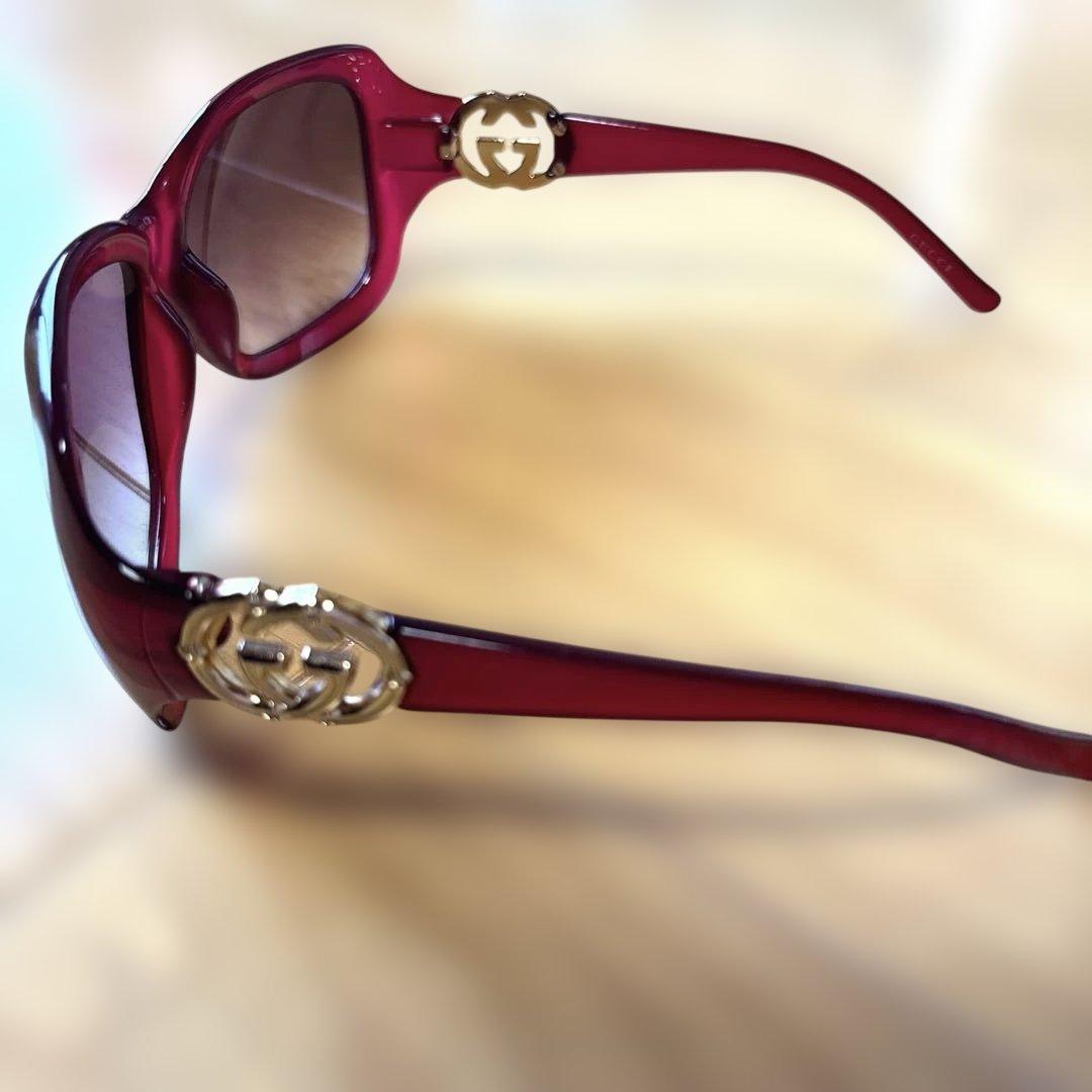 【美品】 GUCCI ラウンド サングラス　ワインレッド