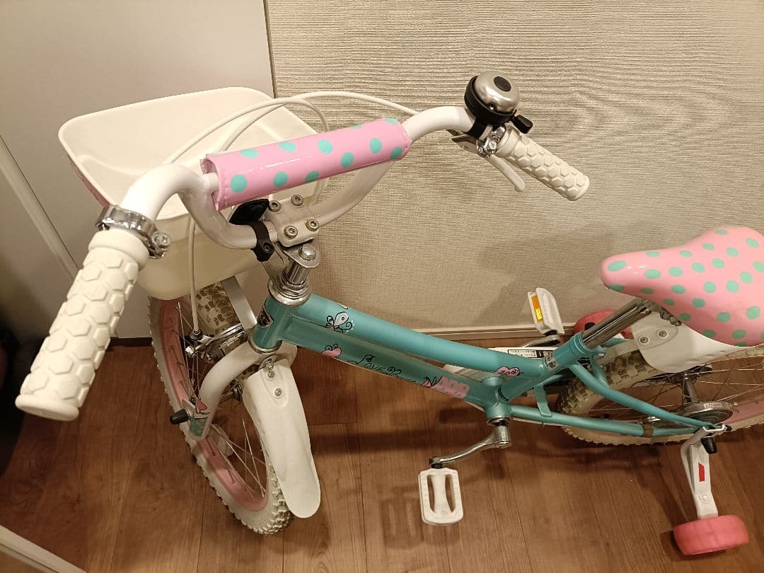 子供用自転車 水色 ピンクドット 引渡し限定