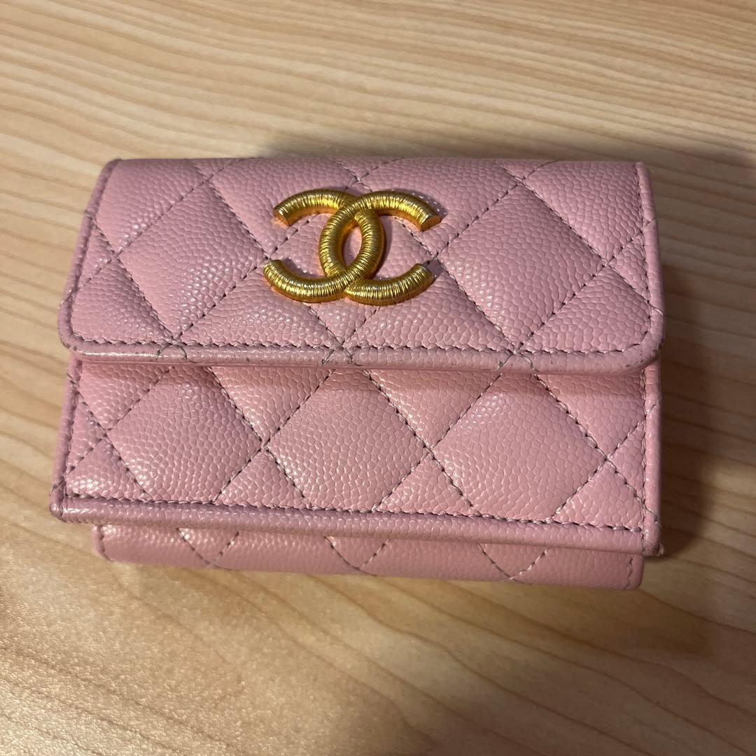 【中古】シャネル※CHANEL※ミニ財布※三つ折り財布※ピンク