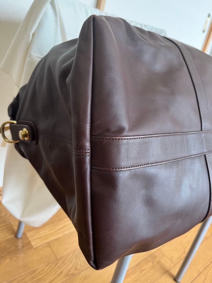COACH コーチ　ブラウン　レザーボストンバッグ　ショルダーベルト付き