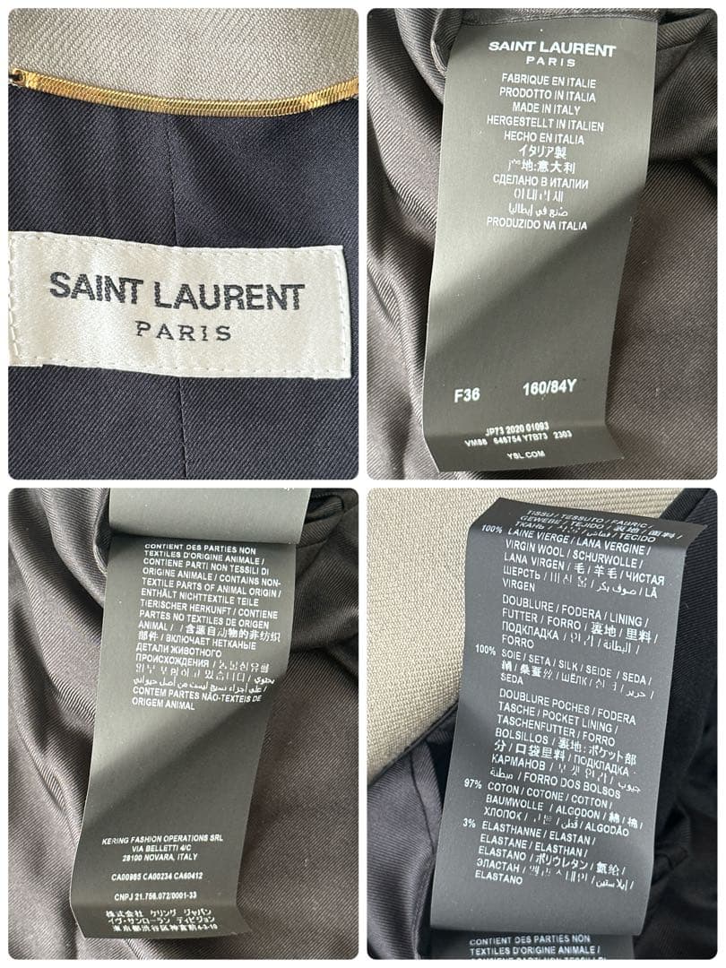 20SS SAINT LAURENT 金ボタン ダブル テーラードジャケット